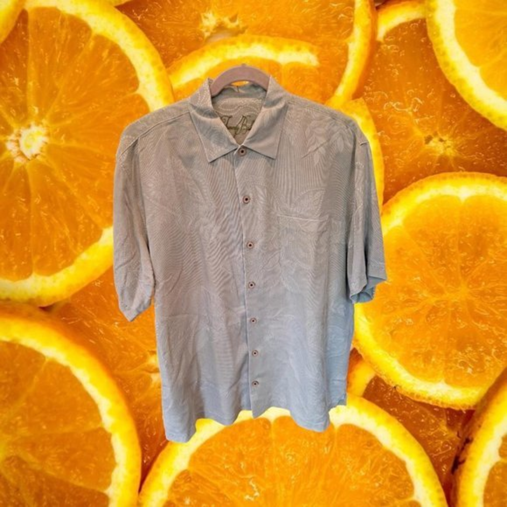 TOMMY Bahama Tan and White‎ Short Sleeve Button Up Shirt